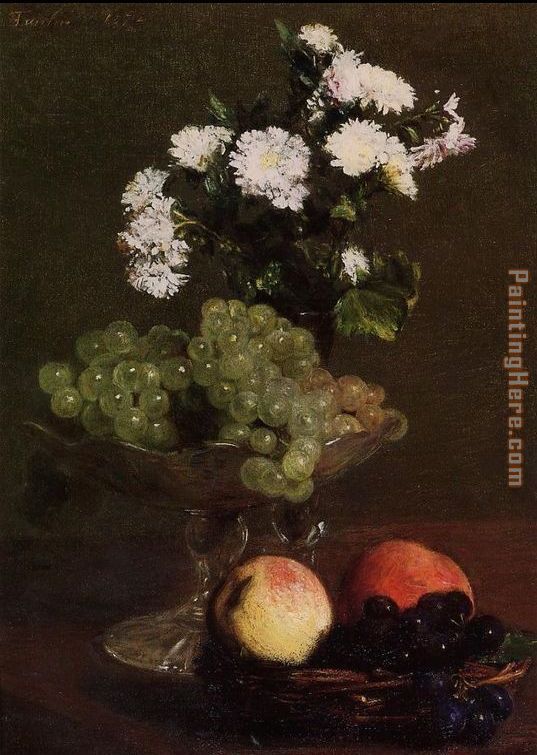 Still Life Chrysanthemums and Grapes painting - Henri Fantin-Latour Still Life Chrysanthemums and Grapes art painting Still Life Chrysanthemums and Grapes painting - Henri Fantin-Latour Still Life Chrysanthemums and Grapes art painting